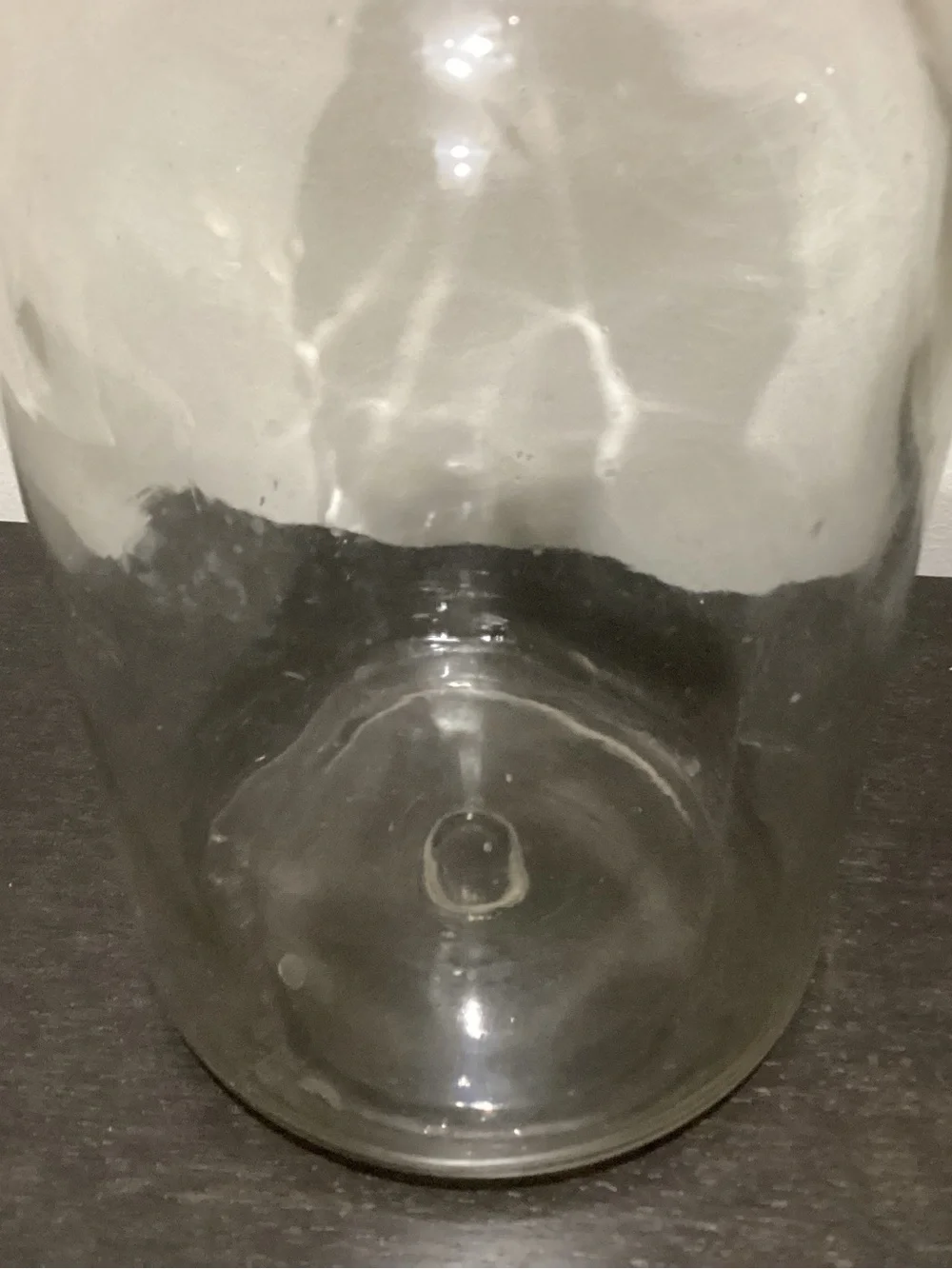 Vintage/Antique? 1 Gallon clear glass jug with traditional wire bail and wooden